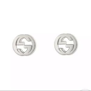 Gucci Sterling Silver Interlocking G Stud Earrings